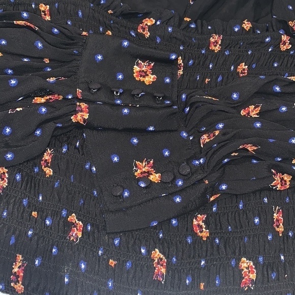 FREE People Two Faces Black Floral Mini  Dress Size Large - Picture 10 of 14